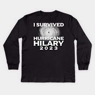 I Survived Hurricane Hilary 2023 Kids Long Sleeve T-Shirt